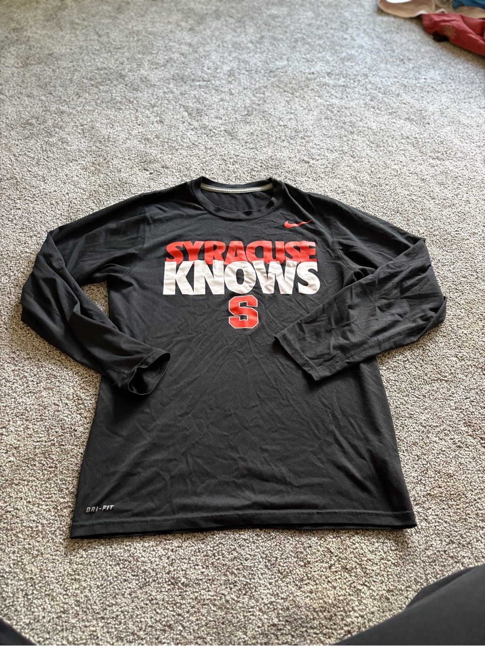 Nike Black Long-Sleeve 'Syracuse Knows' Tee with Orange & White Accents